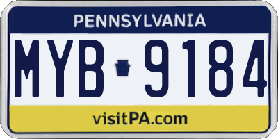 PA license plate MYB9184