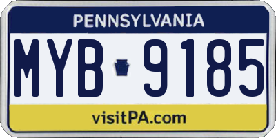 PA license plate MYB9185