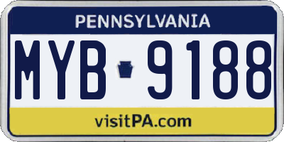 PA license plate MYB9188
