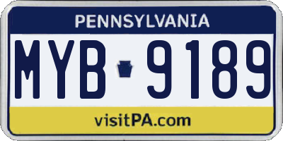 PA license plate MYB9189