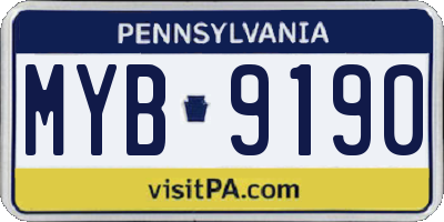 PA license plate MYB9190