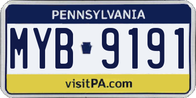 PA license plate MYB9191