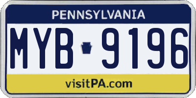 PA license plate MYB9196