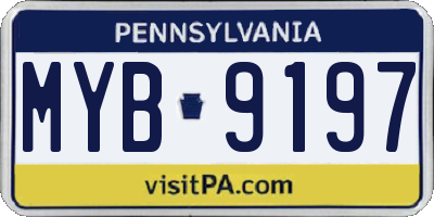 PA license plate MYB9197