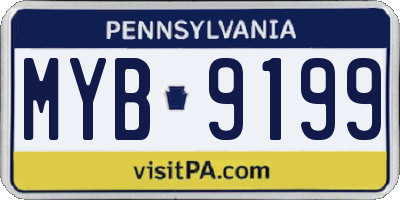 PA license plate MYB9199