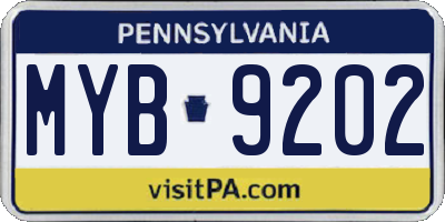 PA license plate MYB9202