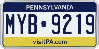 PA license plate MYB9219