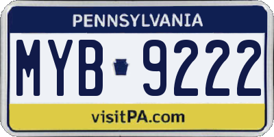 PA license plate MYB9222