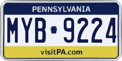 PA license plate MYB9224