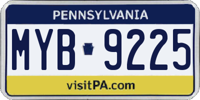 PA license plate MYB9225