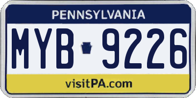 PA license plate MYB9226