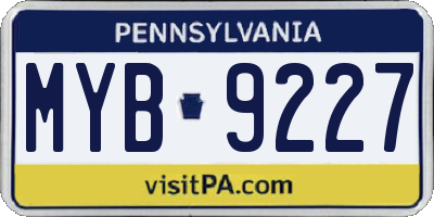 PA license plate MYB9227