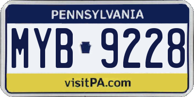PA license plate MYB9228