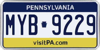 PA license plate MYB9229