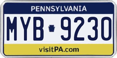 PA license plate MYB9230