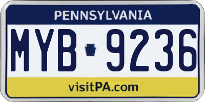 PA license plate MYB9236