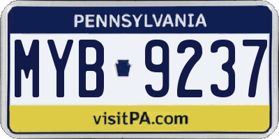 PA license plate MYB9237