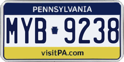 PA license plate MYB9238