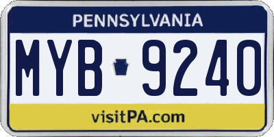 PA license plate MYB9240