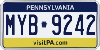 PA license plate MYB9242