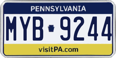 PA license plate MYB9244