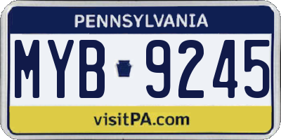 PA license plate MYB9245