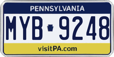 PA license plate MYB9248