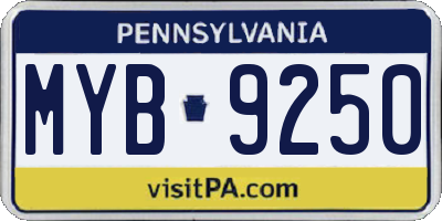 PA license plate MYB9250