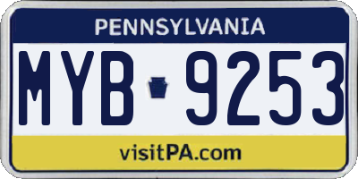 PA license plate MYB9253
