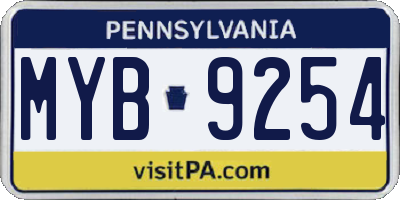 PA license plate MYB9254