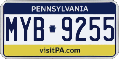 PA license plate MYB9255