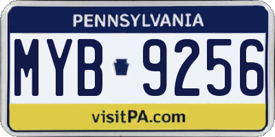 PA license plate MYB9256