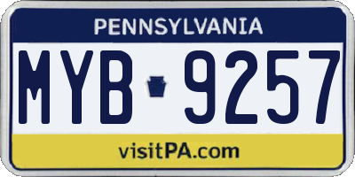 PA license plate MYB9257