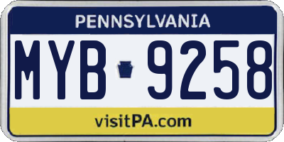 PA license plate MYB9258
