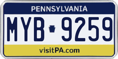 PA license plate MYB9259