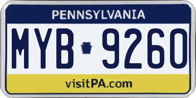 PA license plate MYB9260