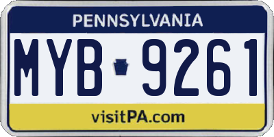 PA license plate MYB9261