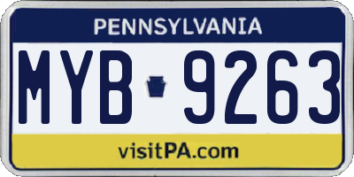 PA license plate MYB9263