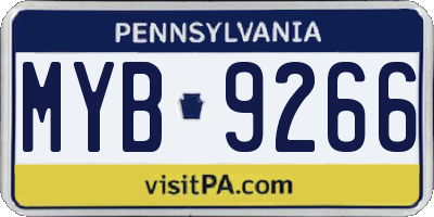 PA license plate MYB9266