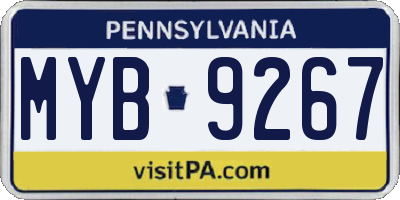 PA license plate MYB9267