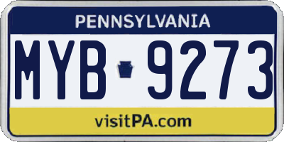PA license plate MYB9273