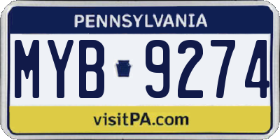 PA license plate MYB9274