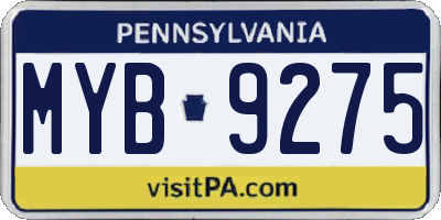 PA license plate MYB9275