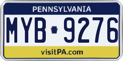 PA license plate MYB9276