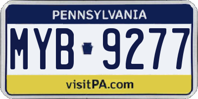 PA license plate MYB9277