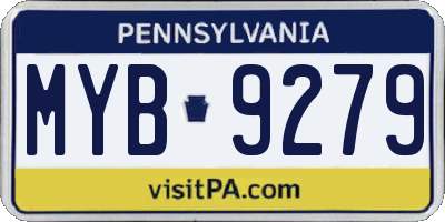 PA license plate MYB9279