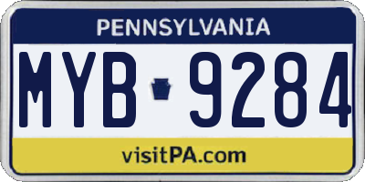 PA license plate MYB9284