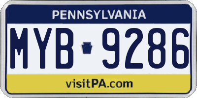 PA license plate MYB9286