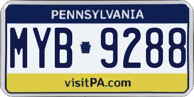 PA license plate MYB9288