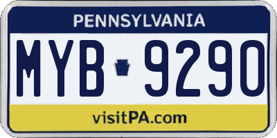 PA license plate MYB9290